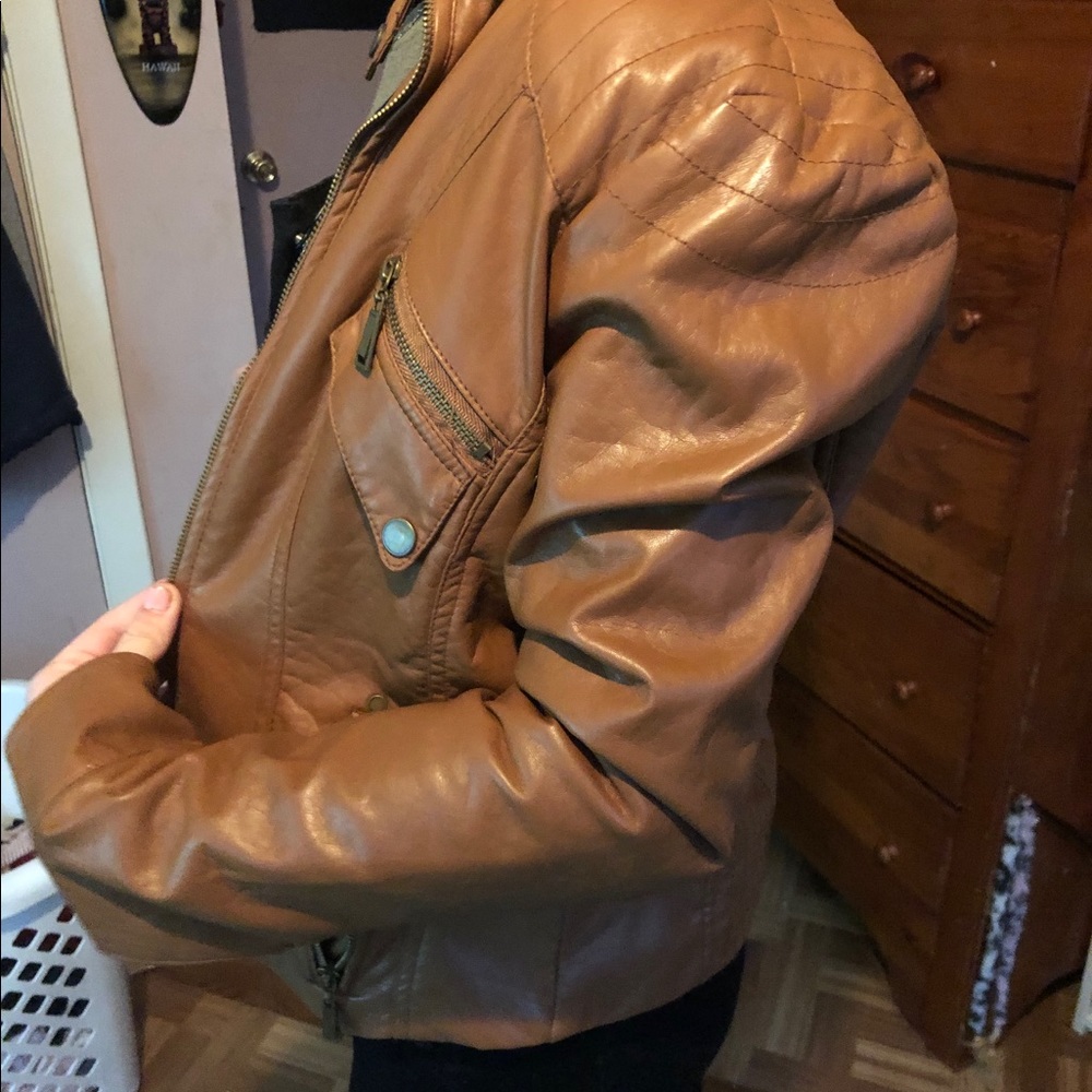 BROWN J2 FAUX LEATHER JACKET